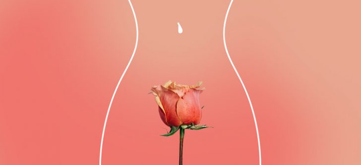 vrouwenlichaam en roos