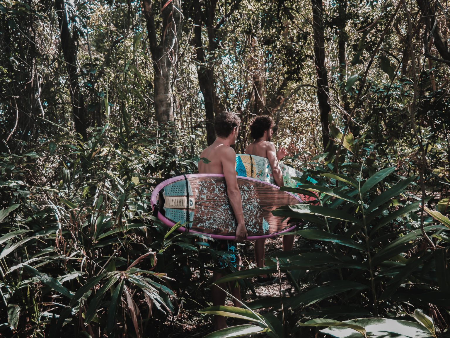 surfers met surfboard