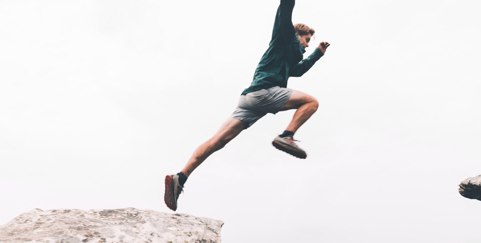 Man heeft growth mindset en gelooft dat hij de sprong kan wagen