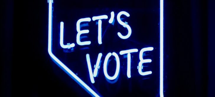 Let's vote in neon letters