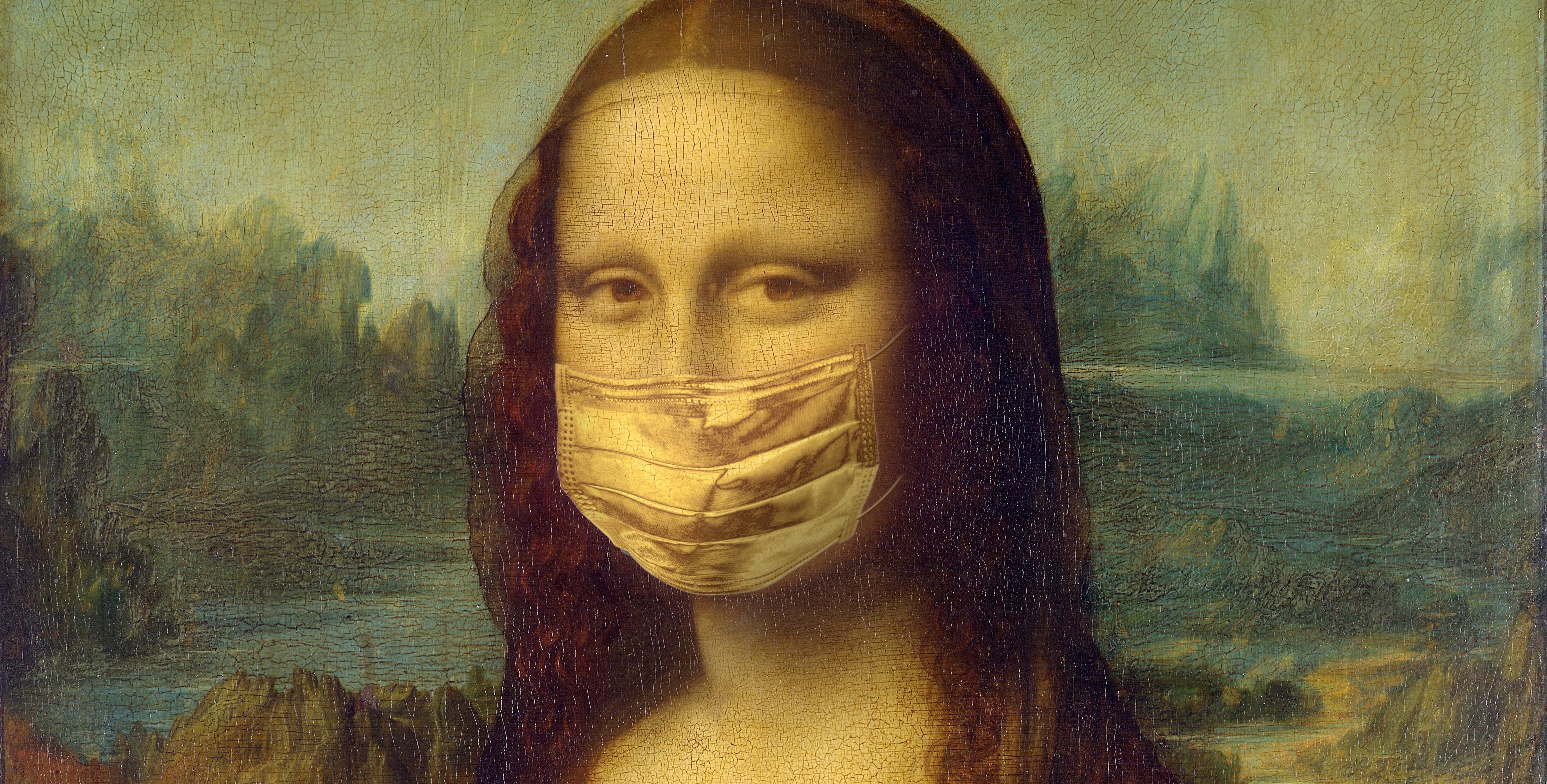 mona lisa met mondkapje op