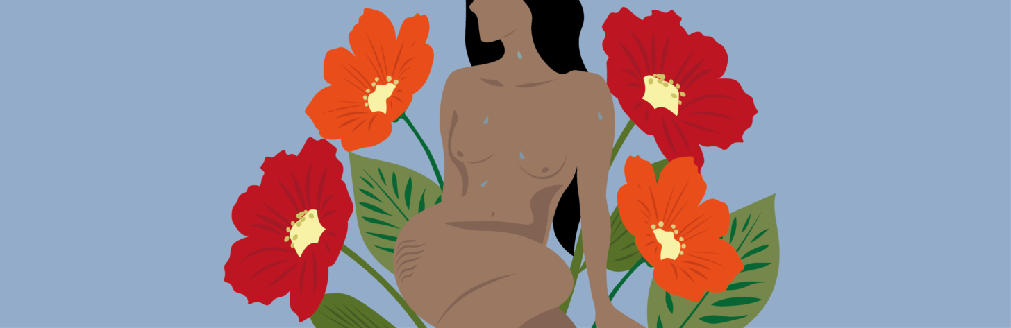 vrouw met bloemen illustratie