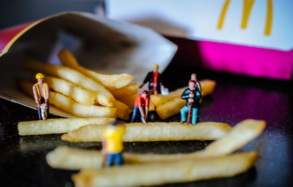 McDonalds frietjes met Happy Meal speeltjes
