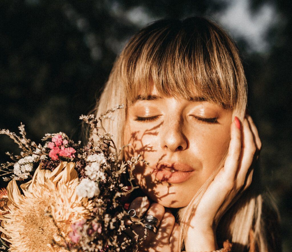 vrouw in de zon