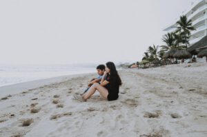 responsief-relatie koppel op strand